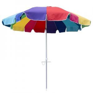 8FT 16 Panel Jumbo Vented Beach Umbrella w/ Anchor - Rainbow